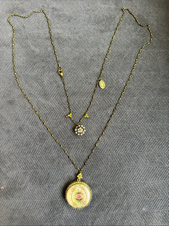 Michal Negrin Jewelry - Michal Negrin Gold-tone Layered doubleFloral Locket Necklace